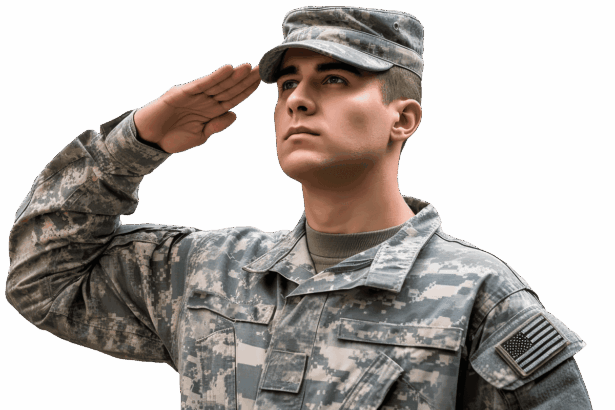 Us military: an army soldier salutes