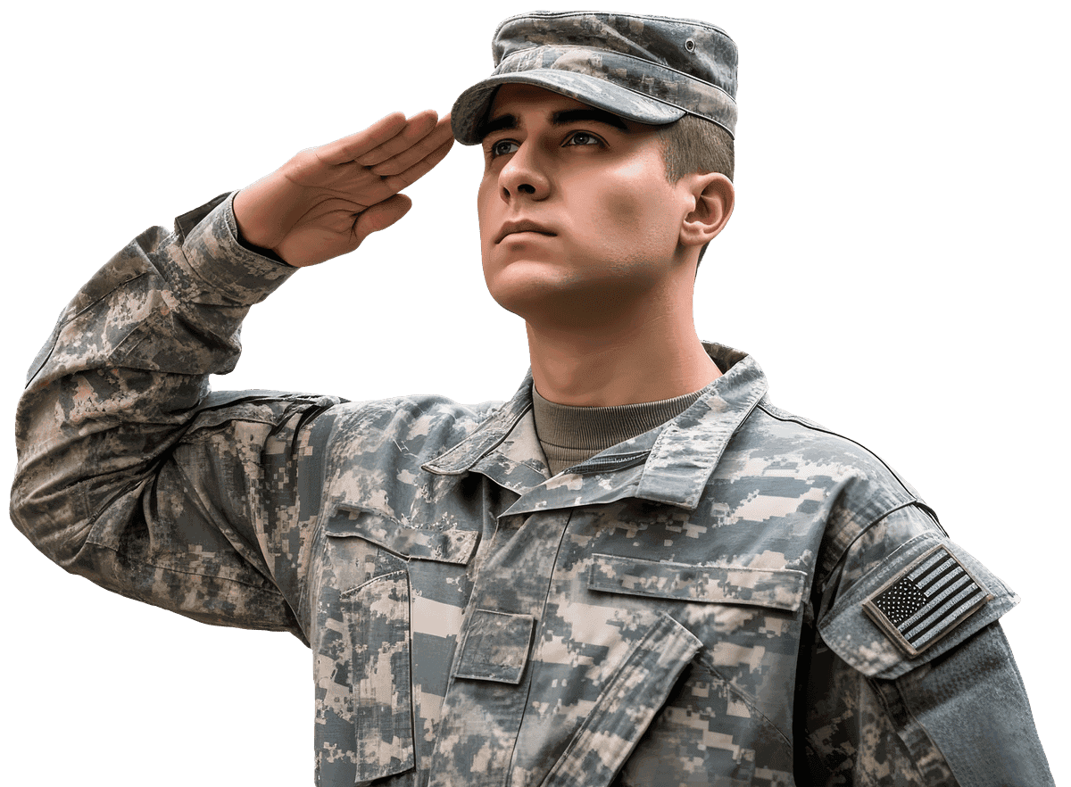 Us military: an army soldier salutes