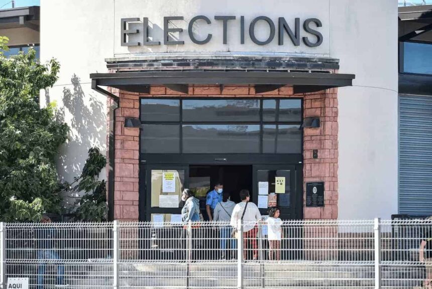 The front of the election office in San Antonio