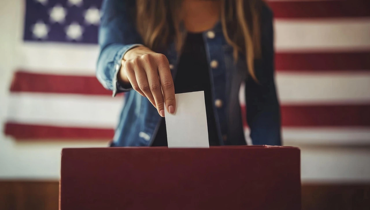 Woman putting a ballot in a ballot box