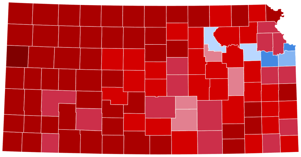 Kansas map of the 2024 presidential election results
