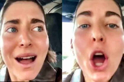 Woman recording a video in her car