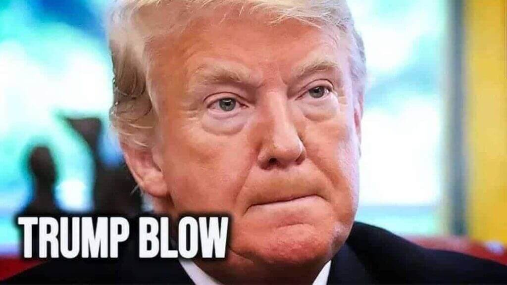 Closeup of Donald Trump’s face with a frustrated look on his face