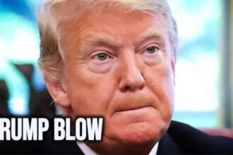 Closeup of donald trump’s face with a frustrated look on his face