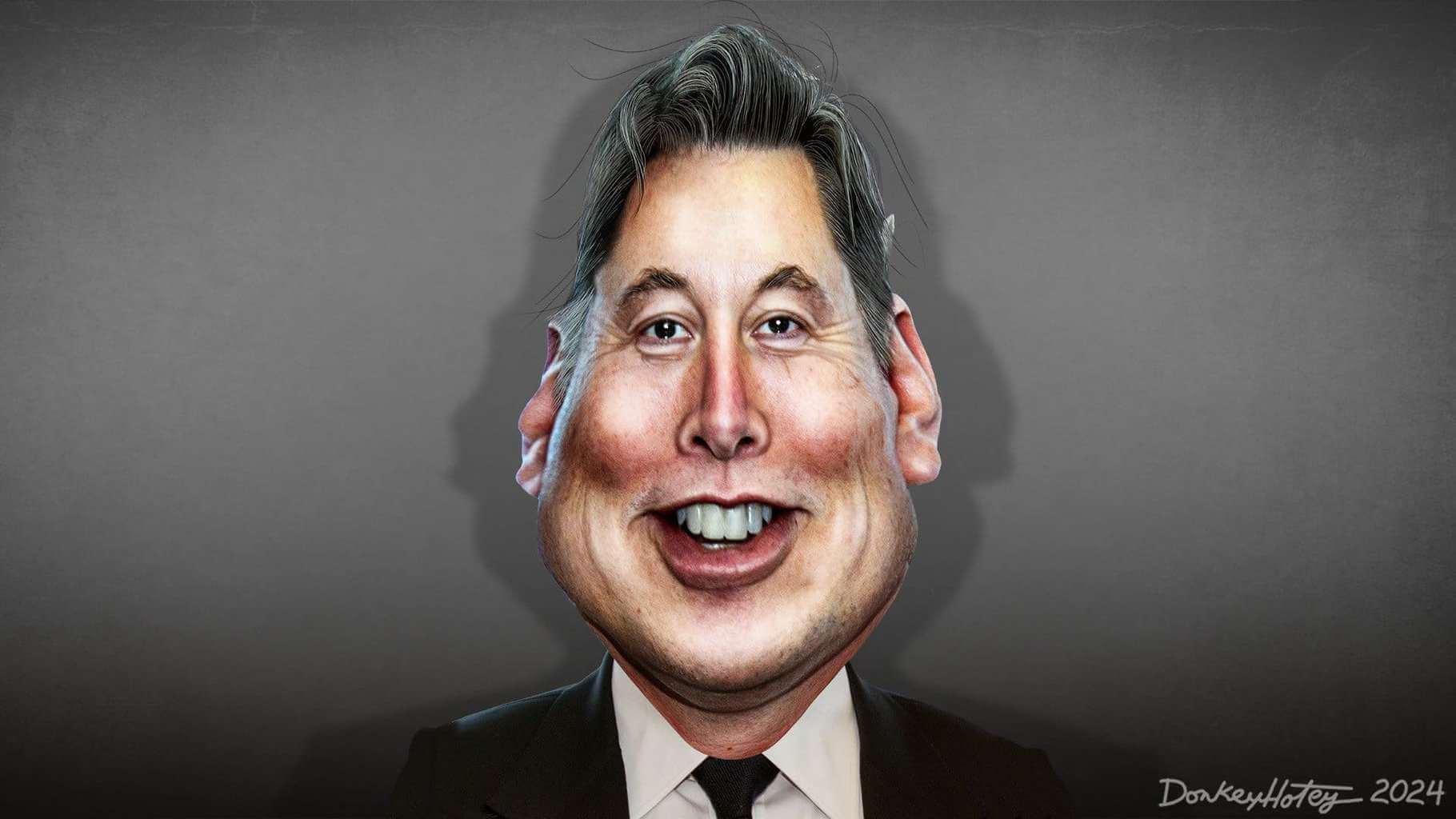 Caricature of Elon Musk smiling