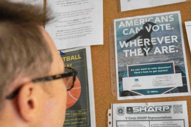 A voting pamphlet on a board at the u. S. Army's camp kosciuszko, poland