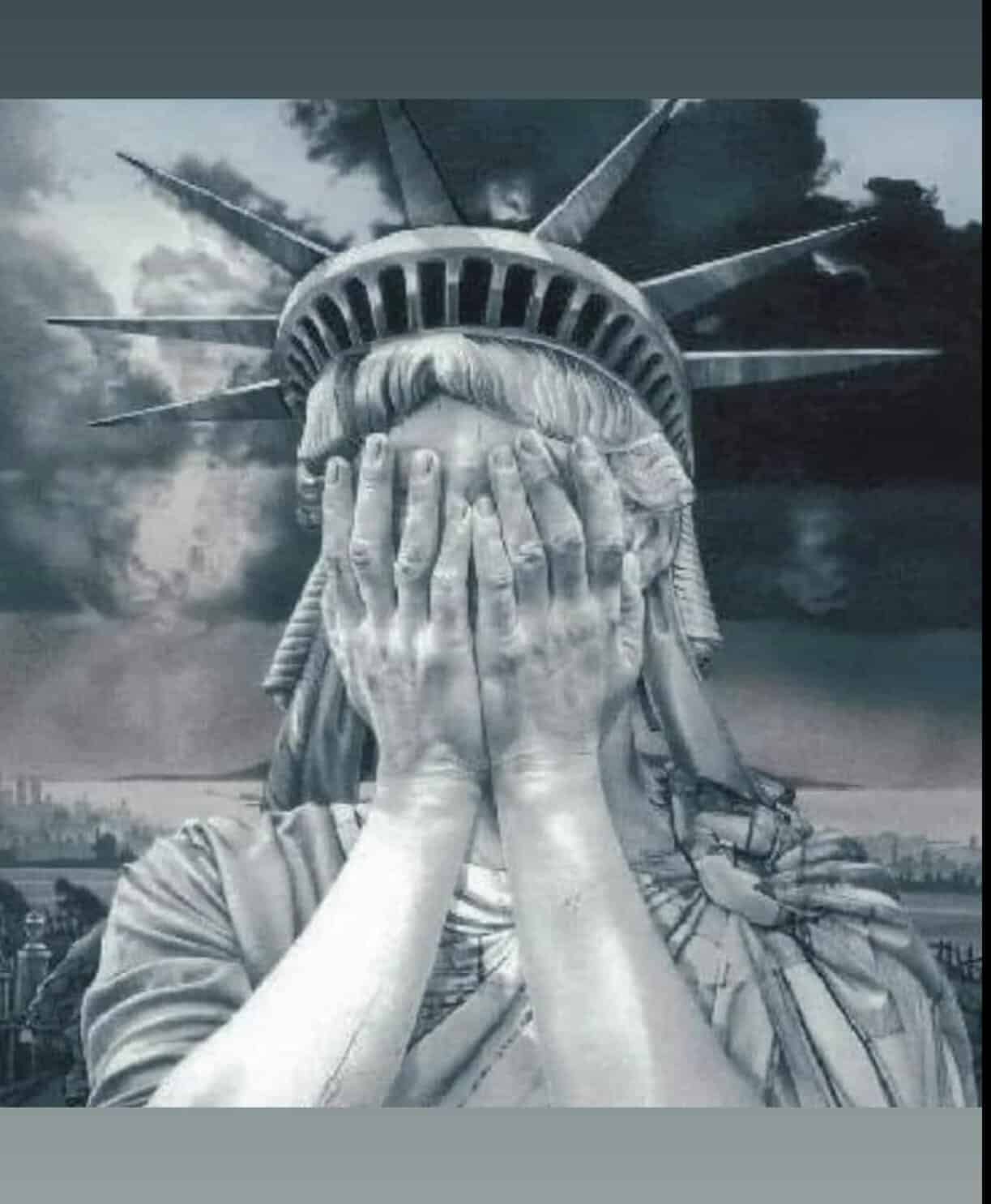 Crying statue of liberty