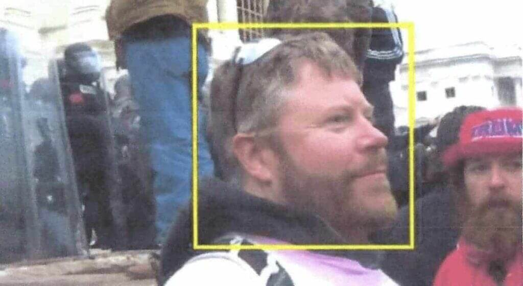 Eric Lee Peterson, of Kansas City, Missouri, pleaded guilty to knowingly and unlawfully entering the U.S. Capitol on Jan. 6, 2021. In this Department of Justice photo, he is shown during the U.S. Capitol attack