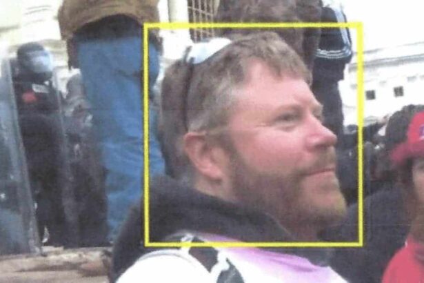 Eric Lee Peterson, of Kansas City, Missouri, pleaded guilty to knowingly and unlawfully entering the U.S. Capitol on Jan. 6, 2021. In this Department of Justice photo, he is shown during the U.S. Capitol attack