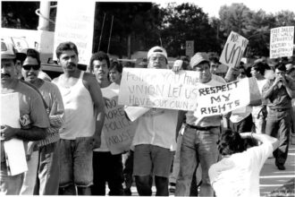 Immigrants on a construction strike in 1992