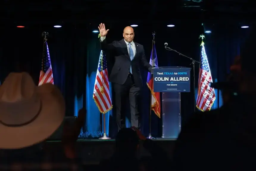 U.S. Rep. Colin Allred (D-Texas) speaks at his election night watch party
