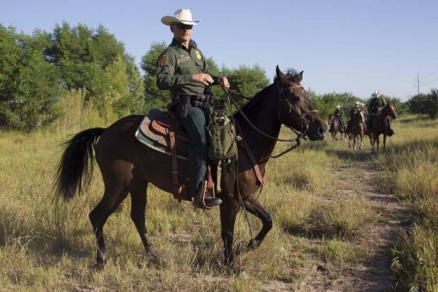 Horseback unit of the Texas border patrol
