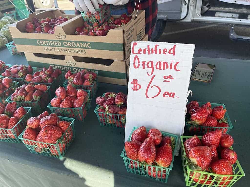 farmers market Strawberry stand at the napa farmers market