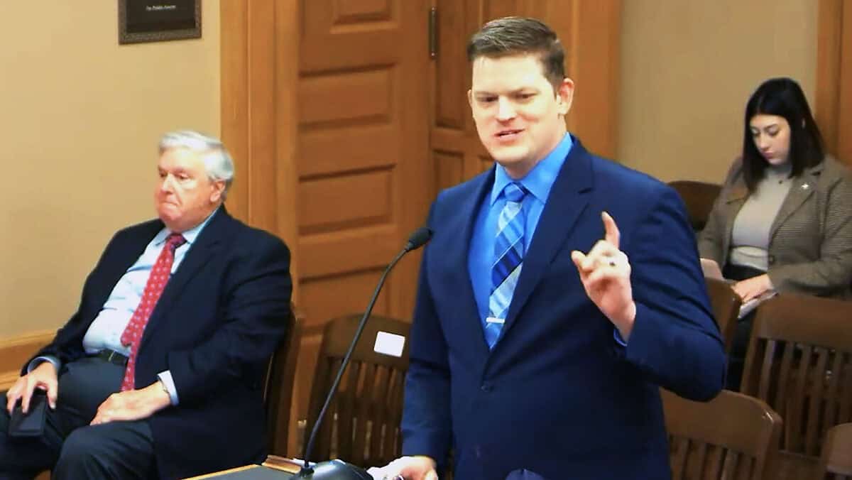 Screen capture of a youtube video of the kansas legislature