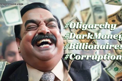 Ballroom donors man in a suit laughing with money in the background