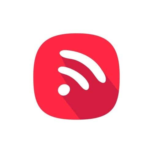 Rss feed icon in white on a red background