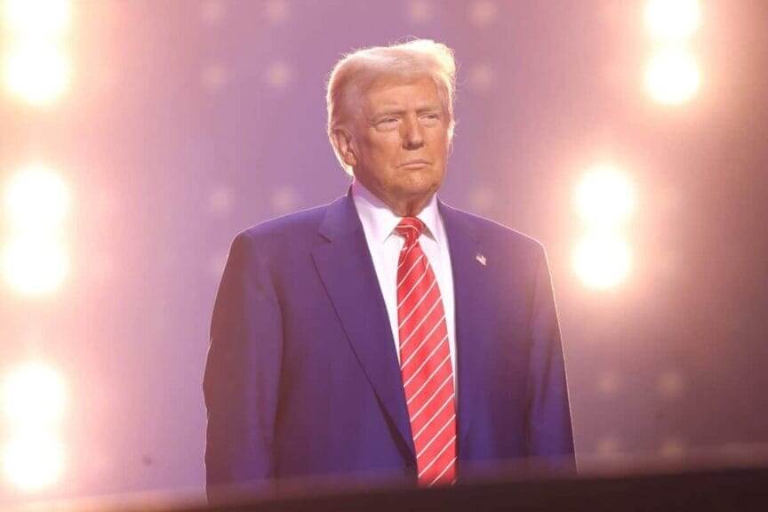 Donald Trump on stage at AmericaFest