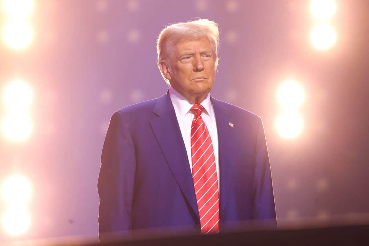 Donald Trump on stage at AmericaFest