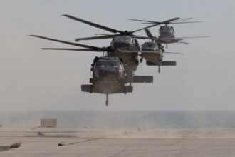 Black hawk military helicopters
