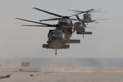Black hawk military helicopters