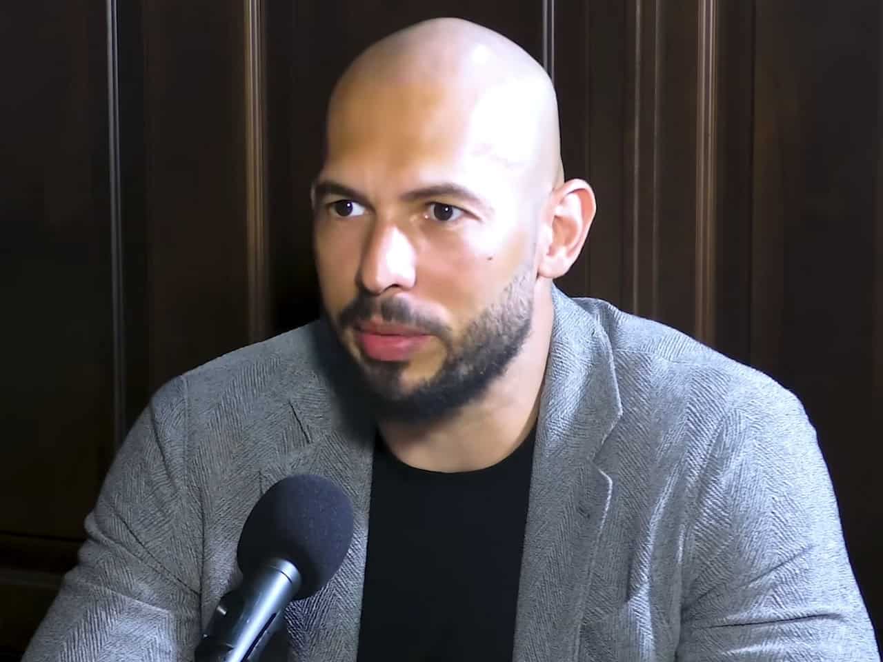 Podcaster and misogynist andrew tate in an interview on another podcast