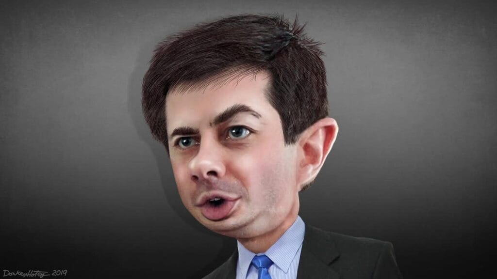 caricature of Pete Buttigieg