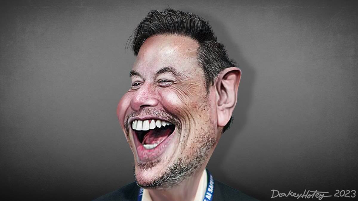 Caricature of elon musk