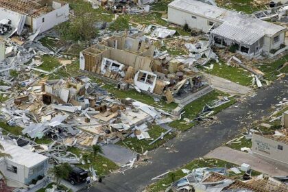 Aerial view of damage in florida after hurricane charley