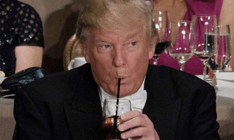 trump drinking straw Donald trump drinking through a straw