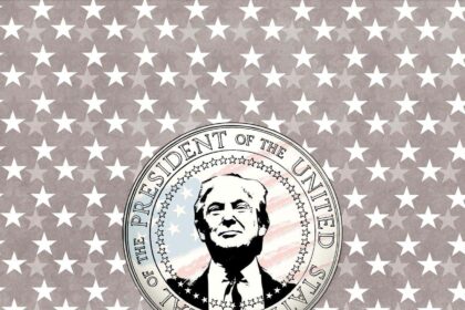 Illustration of trump’s face on the u. S. Presidential seal