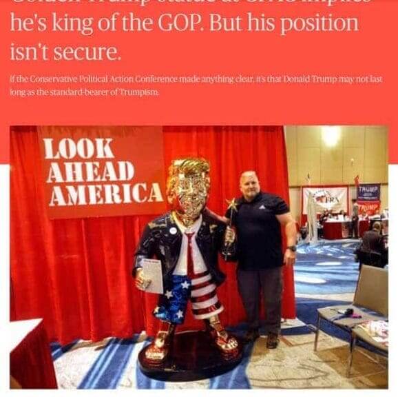 Golden statue of donald trump at cpac