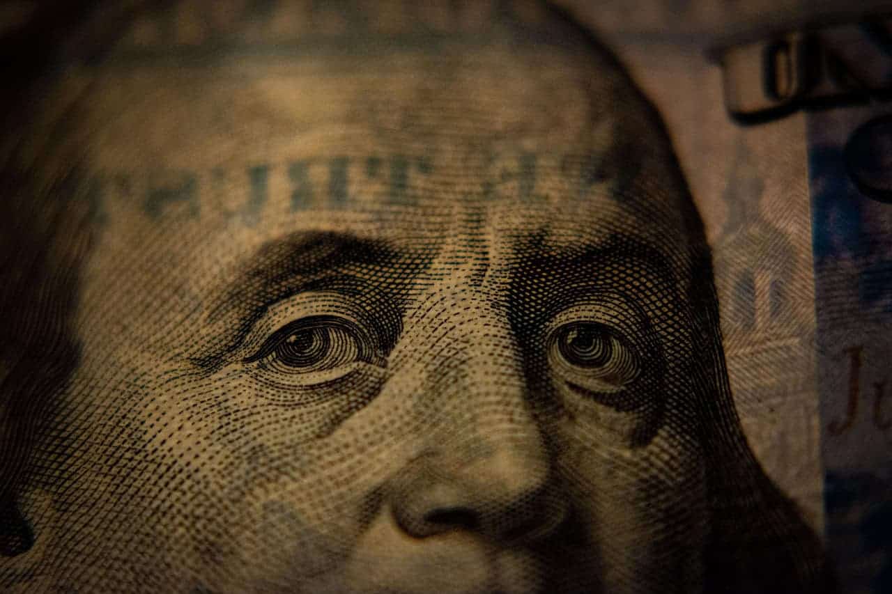 Zoomed-in image of Washington’s head on a U.S. Dollar bill