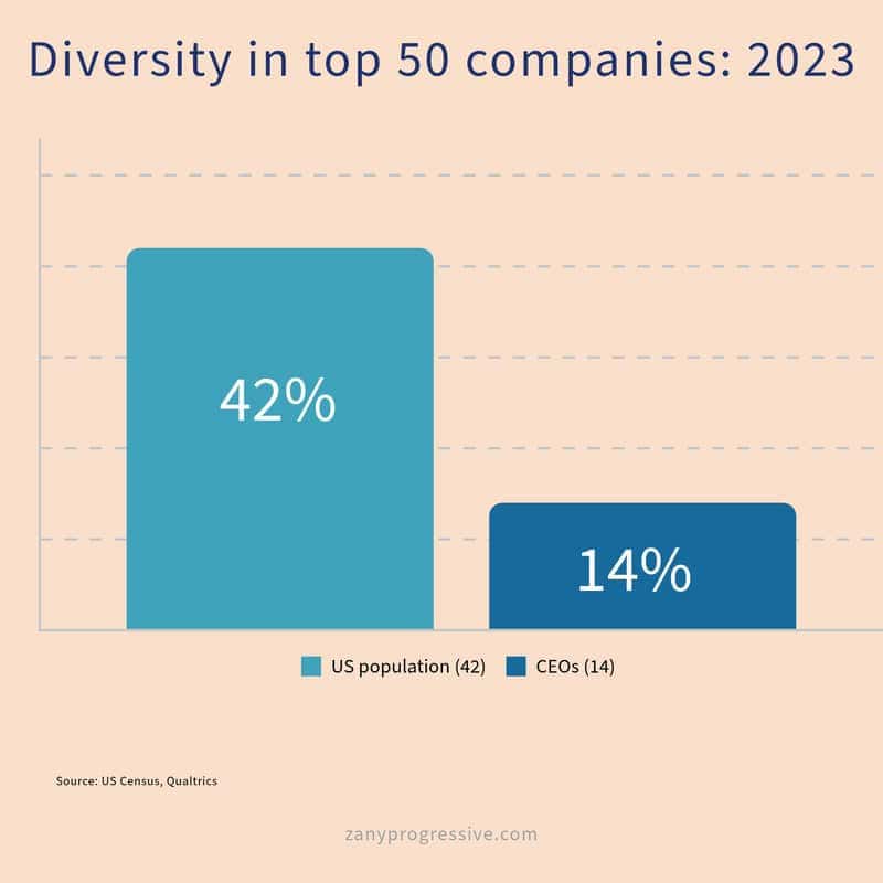 Dei infographic showing diversity in the top 50 companies
