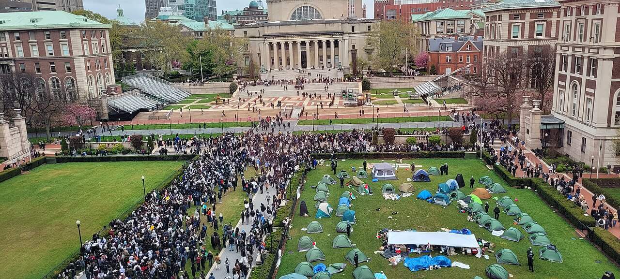 Columbia university encampment following arrests by nypd