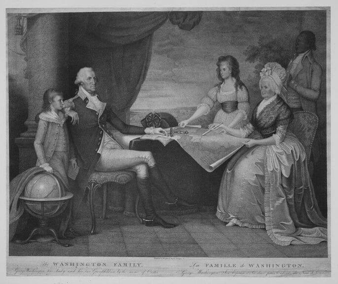 Isolationism photo of george washington and his family seated at a table