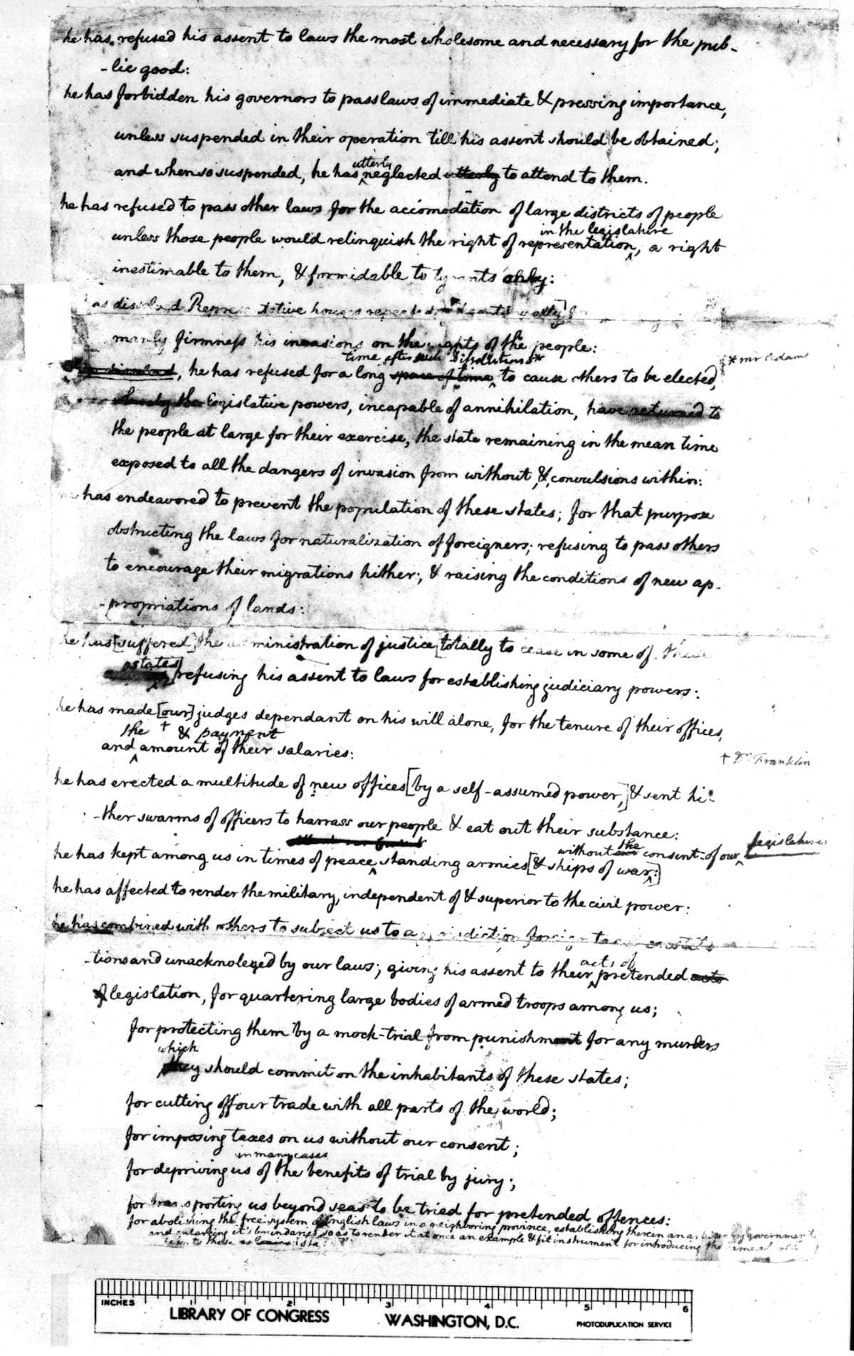 Comparisons between Trump and King George III aren't accurate. This draft of the bill of Rights by Jefferson includes avlist