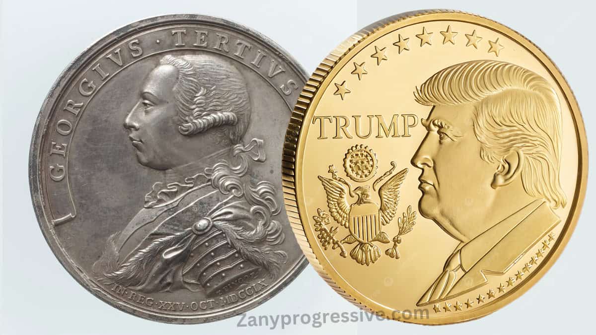 Donald trump and king george iii coins