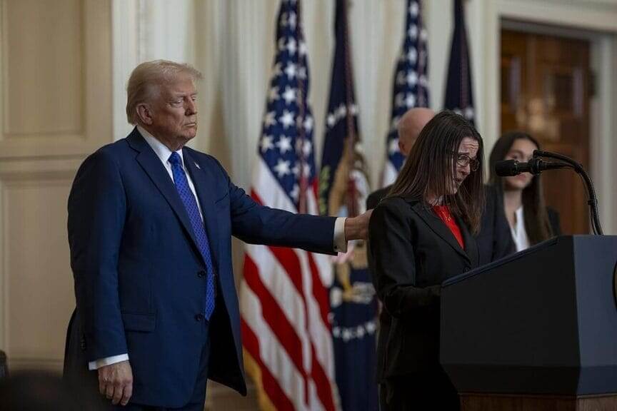 President Trump with the mother of Laken Riley