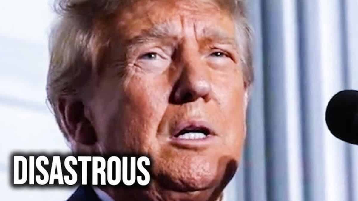 Donald trump’s face close up with text disastrous