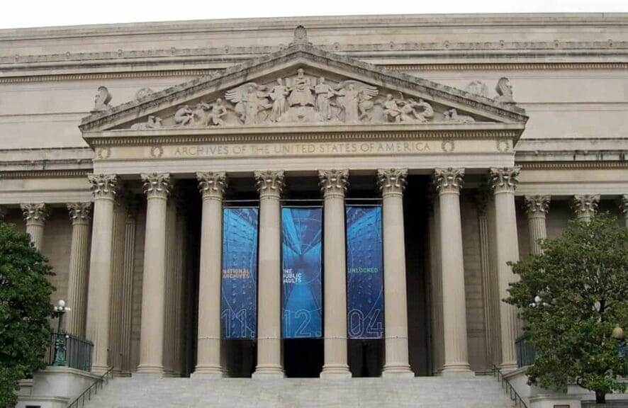 National archives building in DC