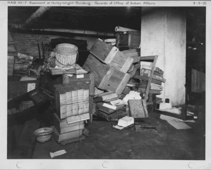 National archives storage at the federal office of indian affairs in 1935.