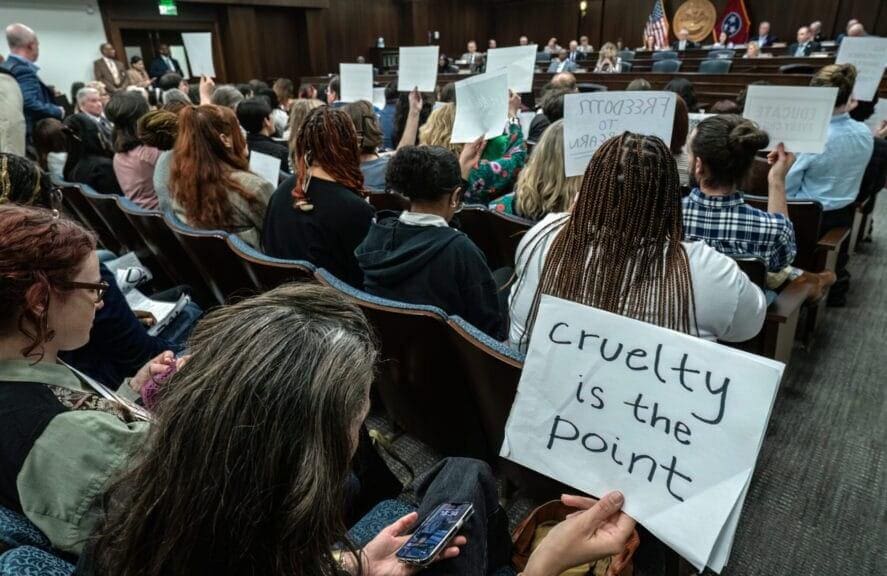Protestors packed the Tennessee House Education Committee Wednesday to oppose a bill that would deny immigrant children lacking legal status the right to a public school education.