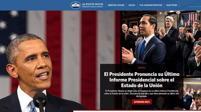 English official language of us spanish version of the white house website from the archives