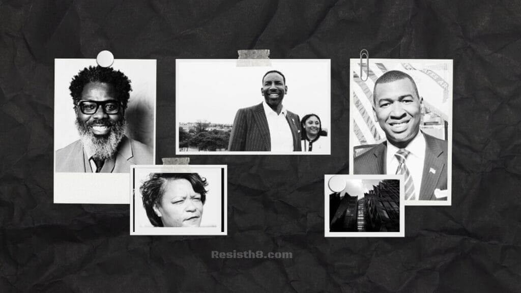 Black Mayors Collage that looks like a scrapbook page