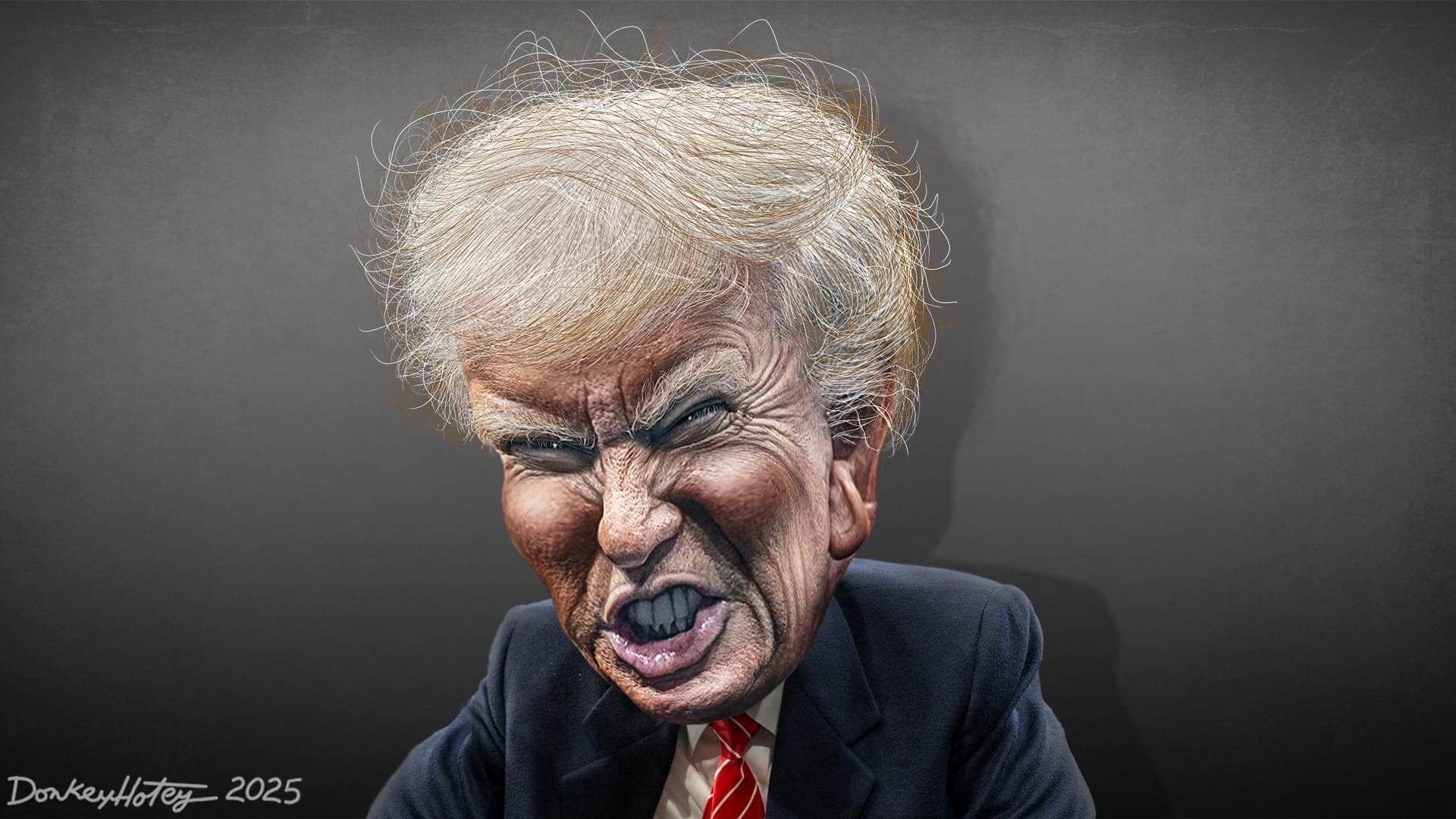 Caricature of donald trump raging