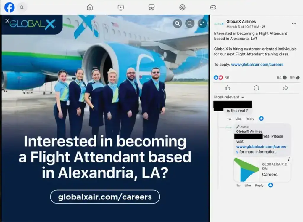 Ice air job ad for flight attendents