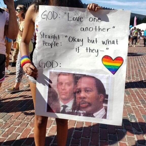 Same-sex marriage protest sign