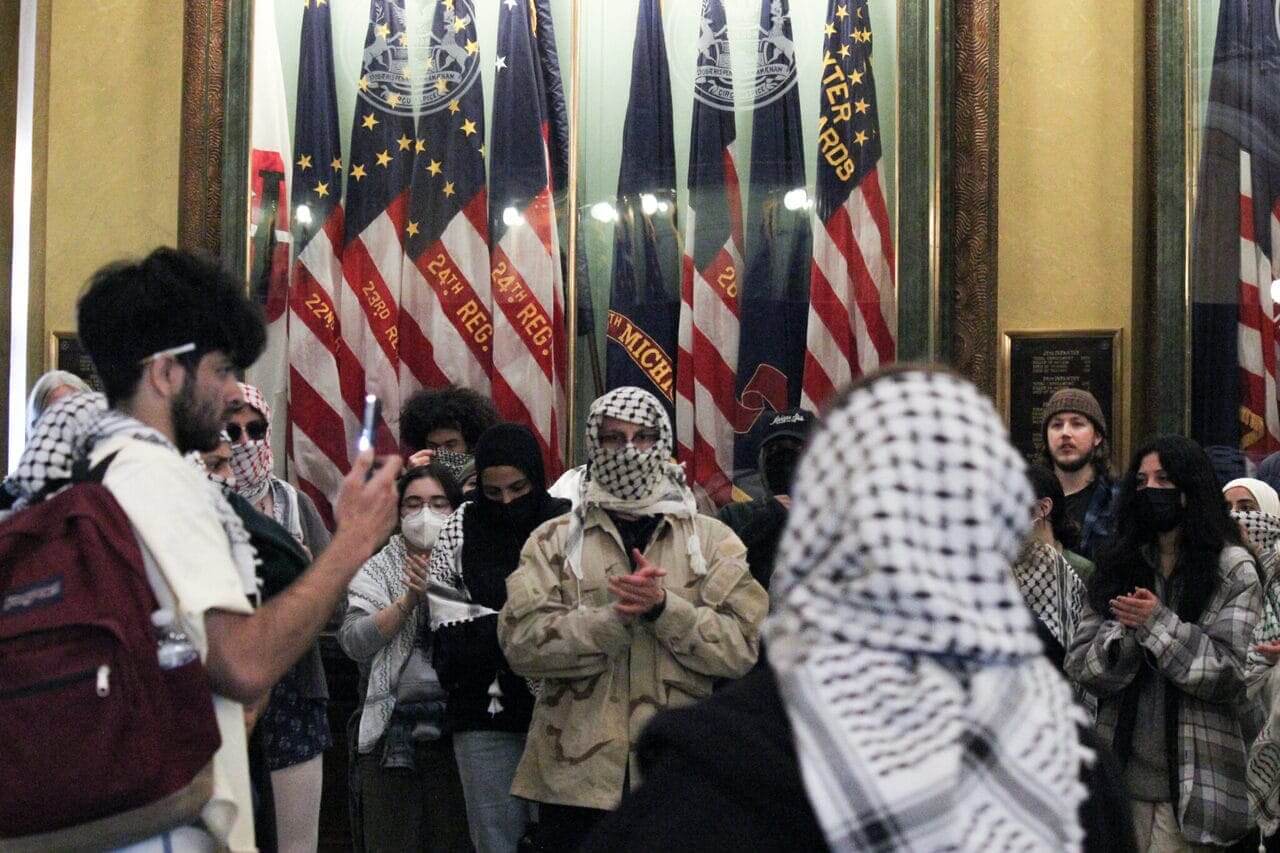 Pro-palestinian protest at the michigan capital