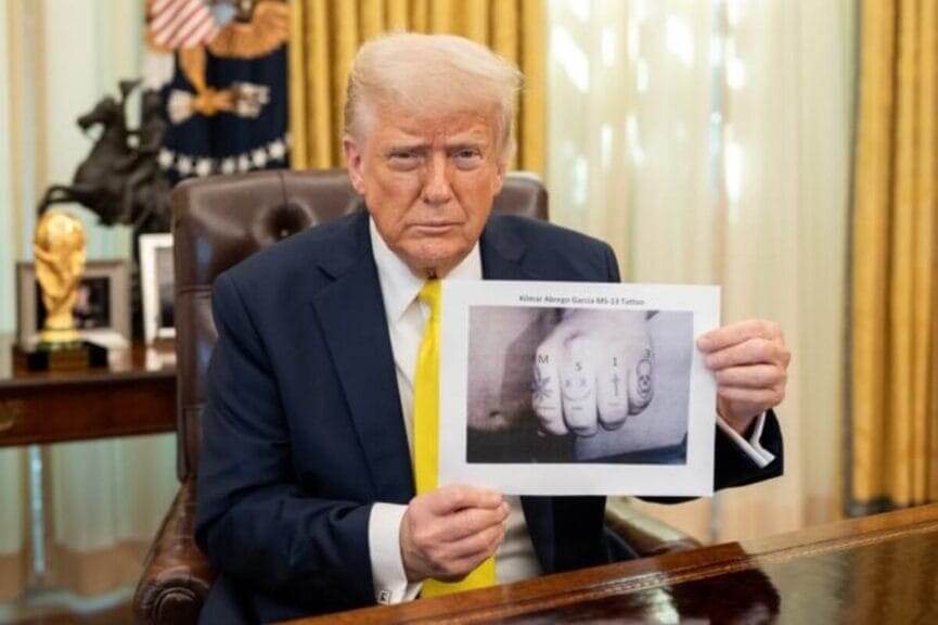 Photo trump shared on truth social of kilmar abrego garcia’s tattoos