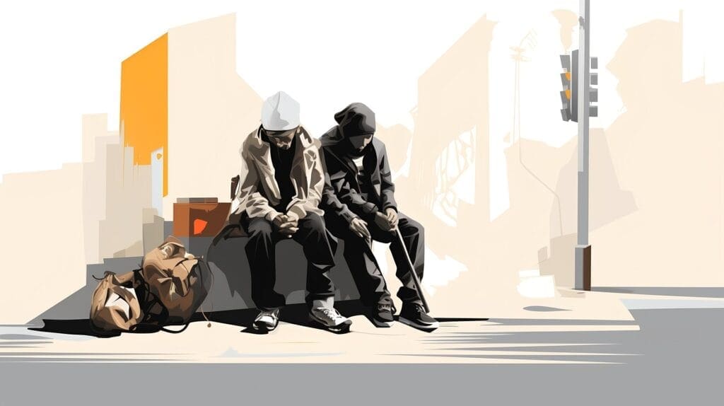 homeless encampments Illustration of texas homelessness crisis